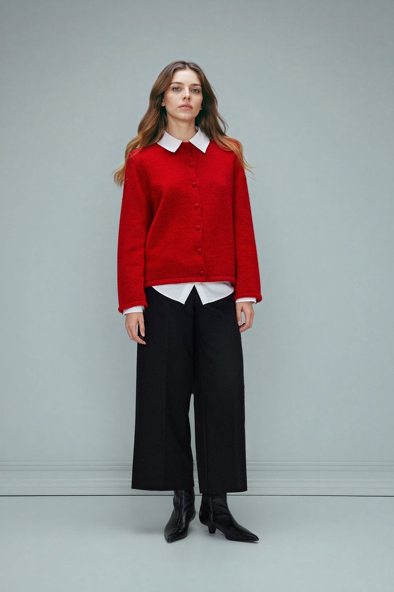 DeFacto Red Woman Regular Fit Crew Neck Knitwear Cardigan Casual - Image 2